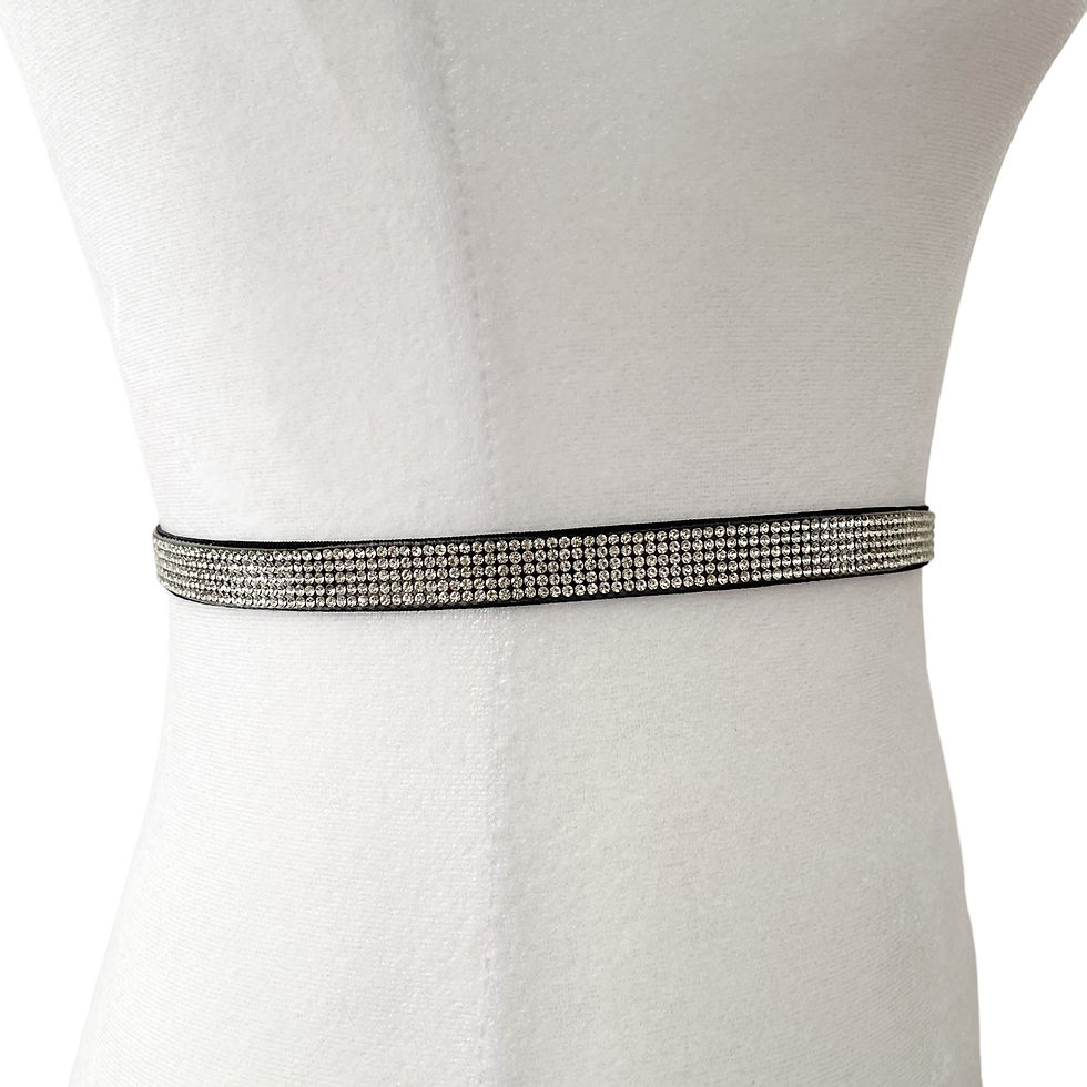 Thumbnail: skinny glamour rhinestone belt formal bridal melissa velia designer brand