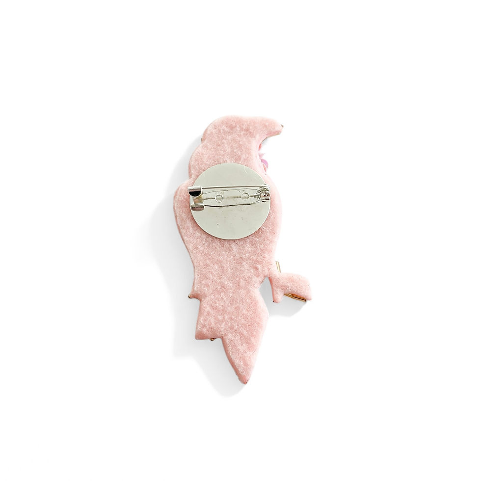 Thumbnail: Pink Beaded Bird Brooch