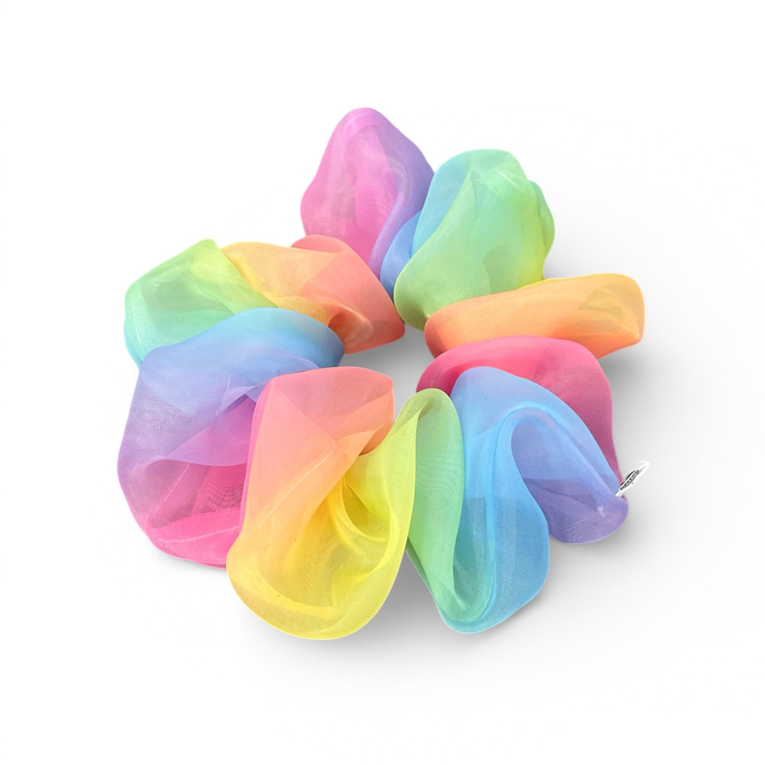 Rainbow Sherbet Scrunchies | 2 Sizes | Organza Hair Ties | Colorful Bright | Big Statement Scrunchies | Oversized Scrunchies