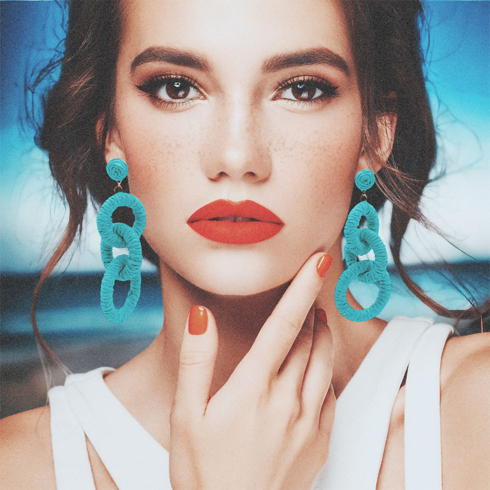 Thumbnail: White Triple Ring Earrings