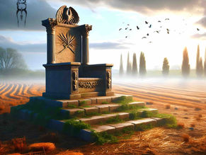 Ein römischer Thron in der Landschaft