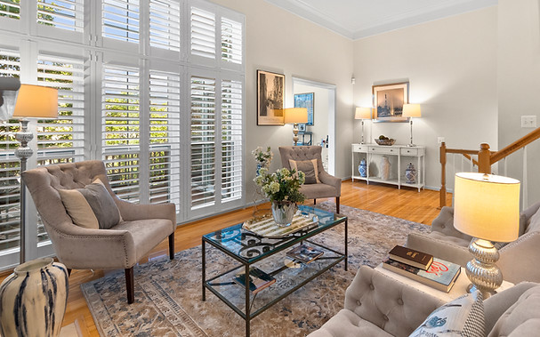 Staged living room in Alexandria VA demonstrating the House of BCP presentation strategy