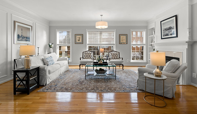 Staged living room in Alexandria VA demonstrating the House of BCP presentation strategy