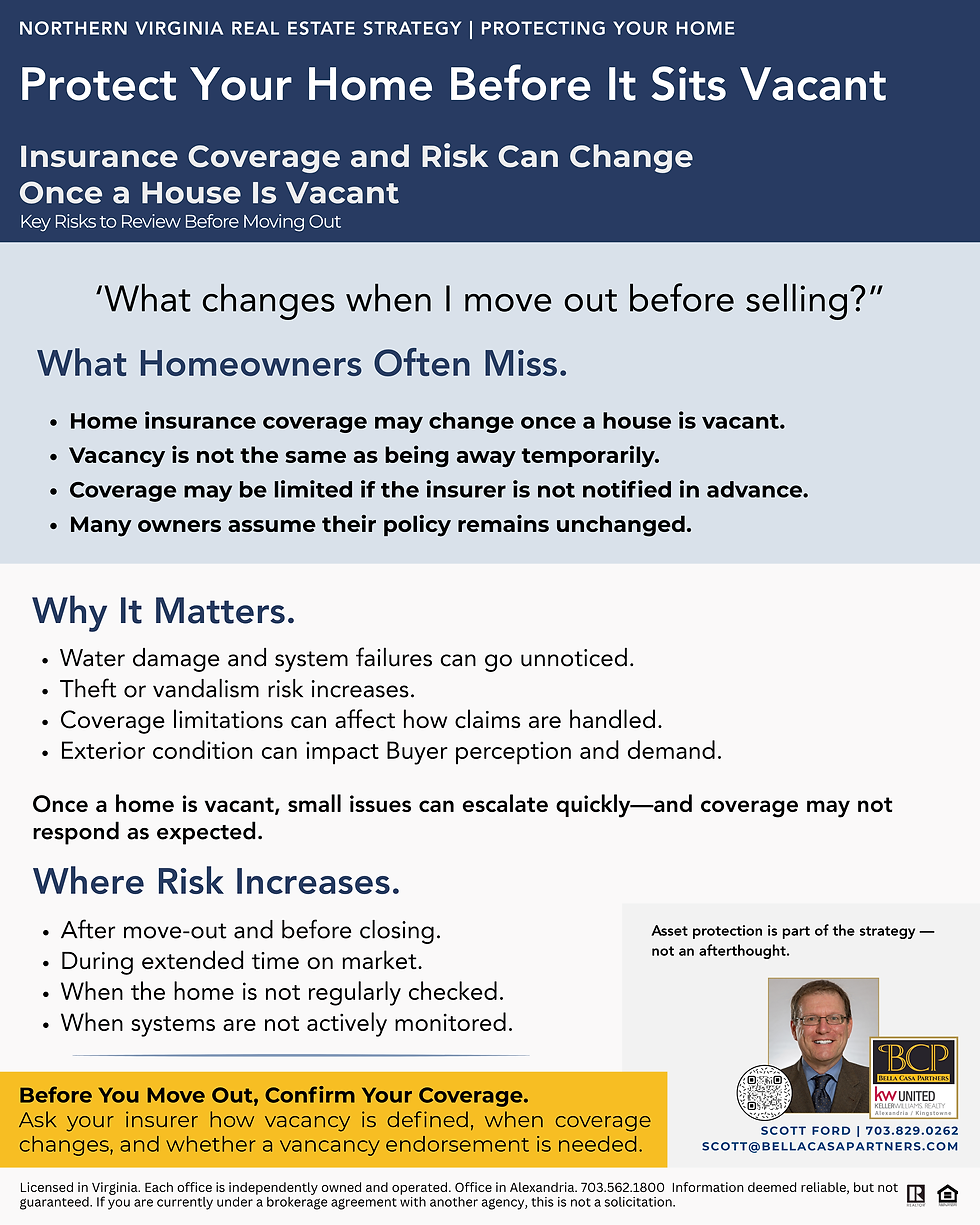 Vacant Home Risk in Northern Virginia: What Changes with Insurance When You Move Out Before Selling | Northern Virginia Real Estate Strategy