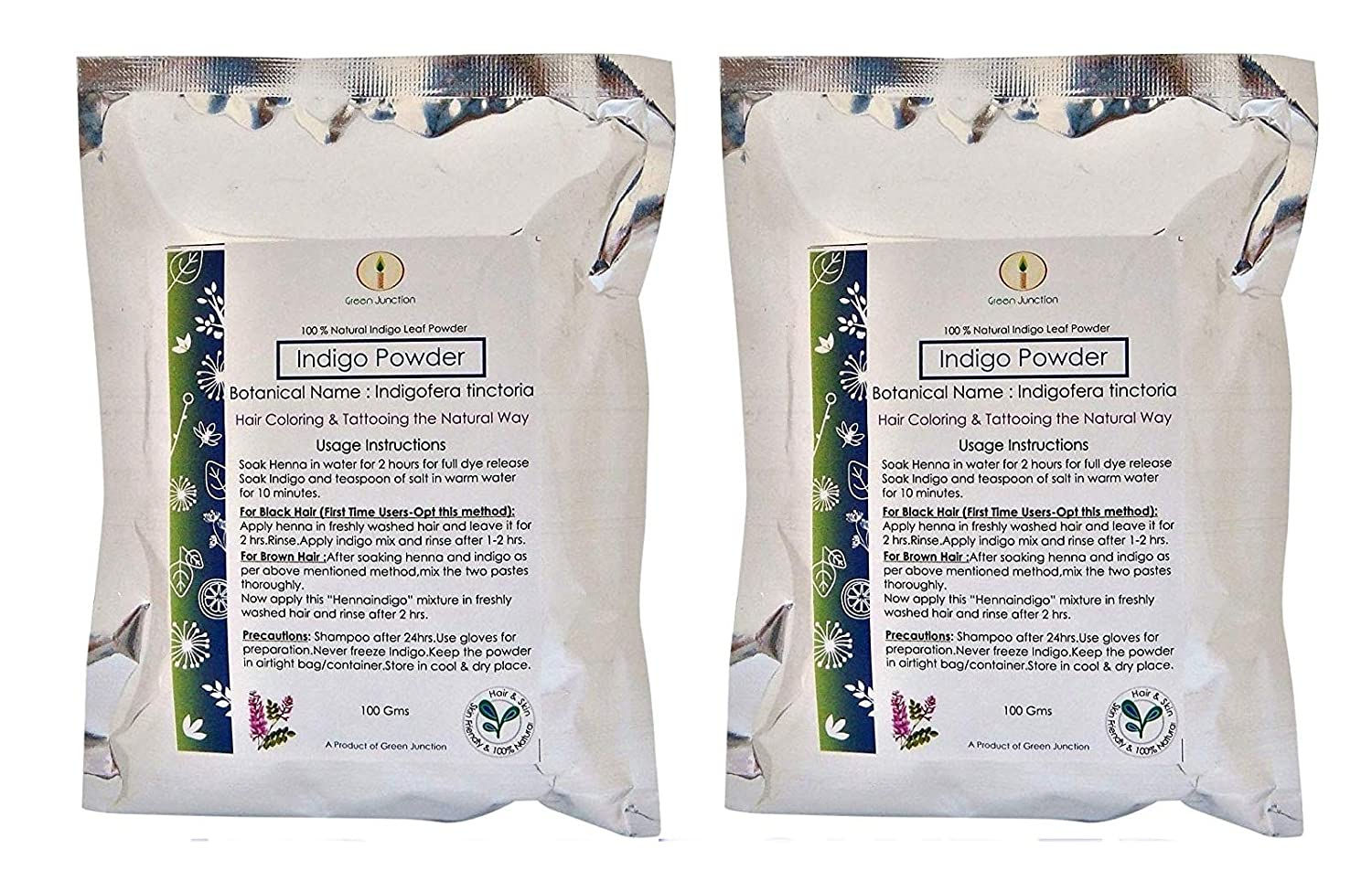 ग्रीन जंक्शन 100% प्राकृतिक हेयर डाई-इंडिगो लीव्स पाउडर 200 ग्राम
