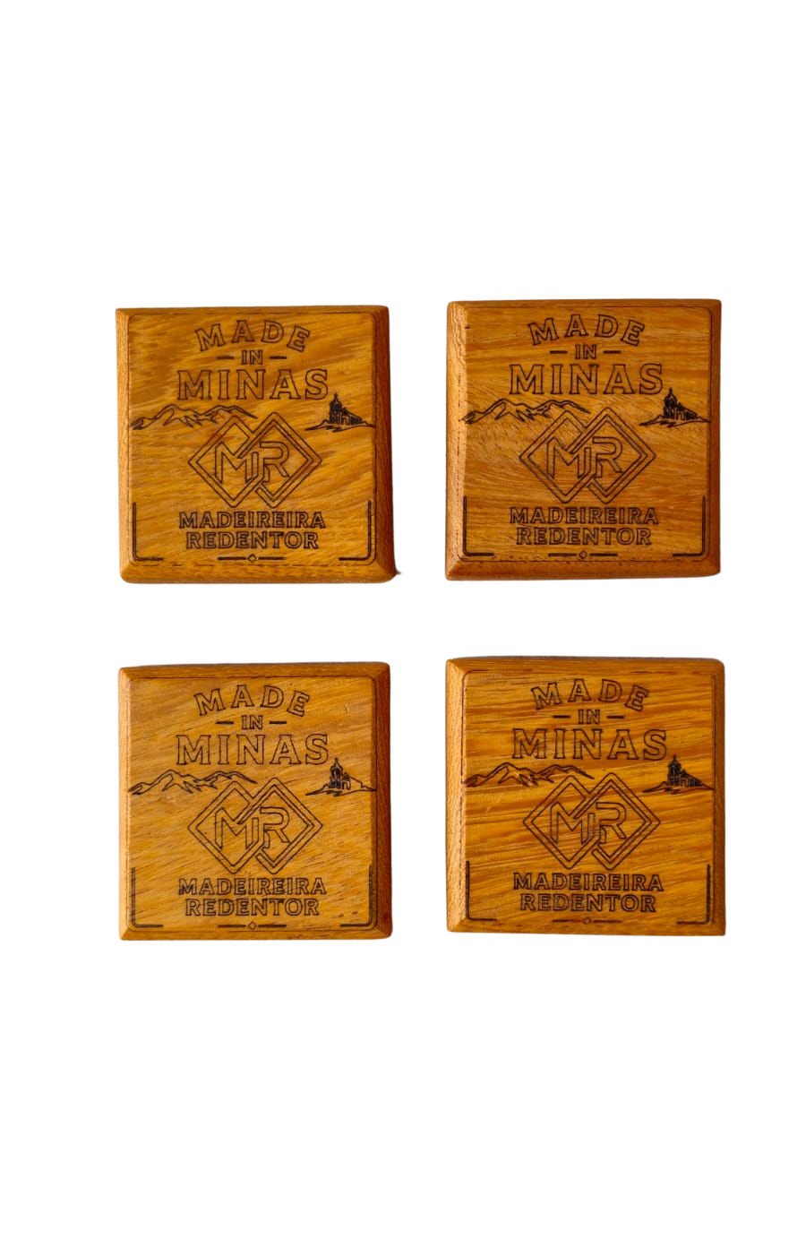 Kit 4 Porta Copos Angelim Pedra "Made in Minas"