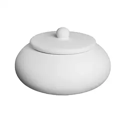 Dies ist ein Foto von einer Pandora Dose aus Keramik. Die Rohkeramik kann bei uns im Keramikcafe von Hand bemalt werden und wird danach im Ofen gebrannt.