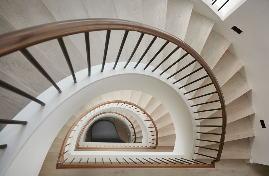 Curving staircase of a Hermosa Beach home