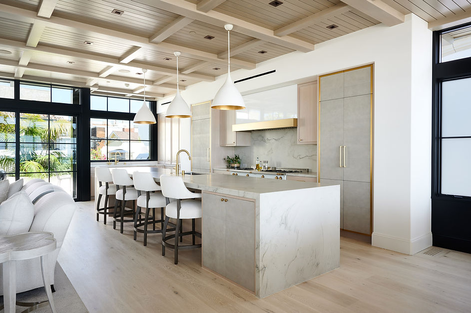 An interior view of the kitchen in a Hermosa Beach seaside residence