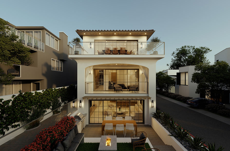 Front elevation rendering view of a Manhattan Beach home