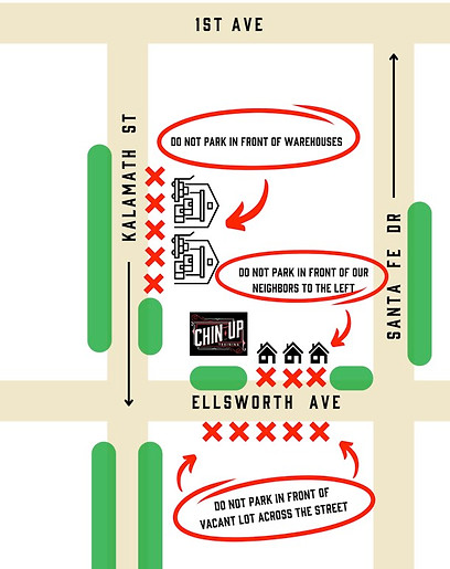 Parking map for strength gym for women and queer people in Denver