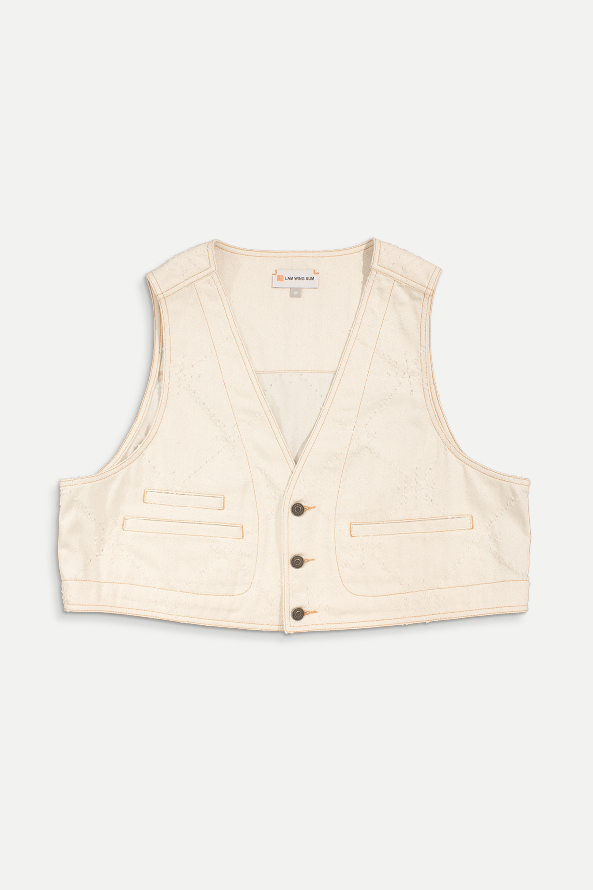Art of Mending Texture Ecru Denim Vest