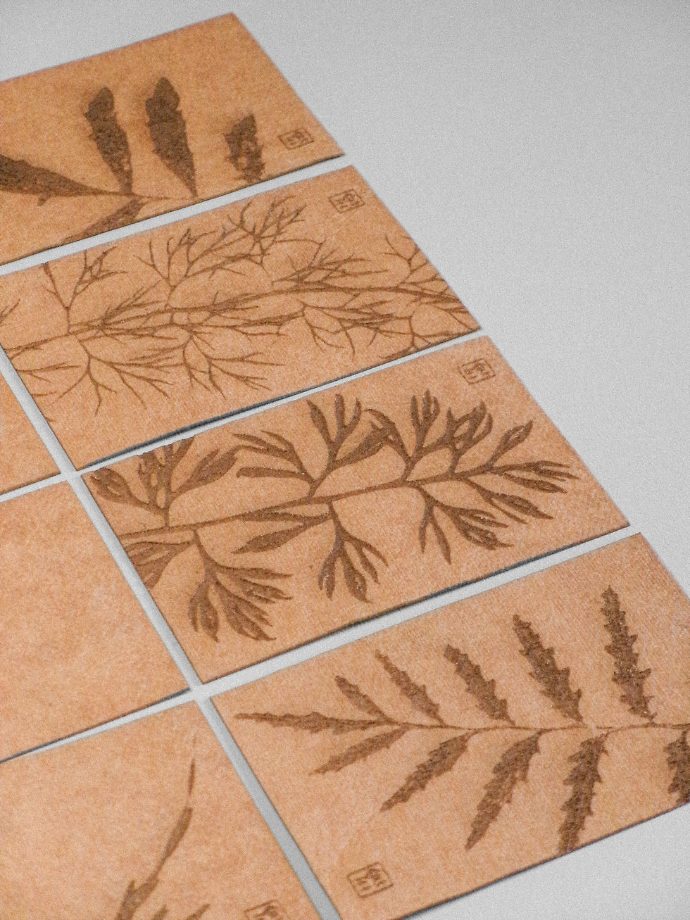 Kraft paper back patch with laser engraving designs.