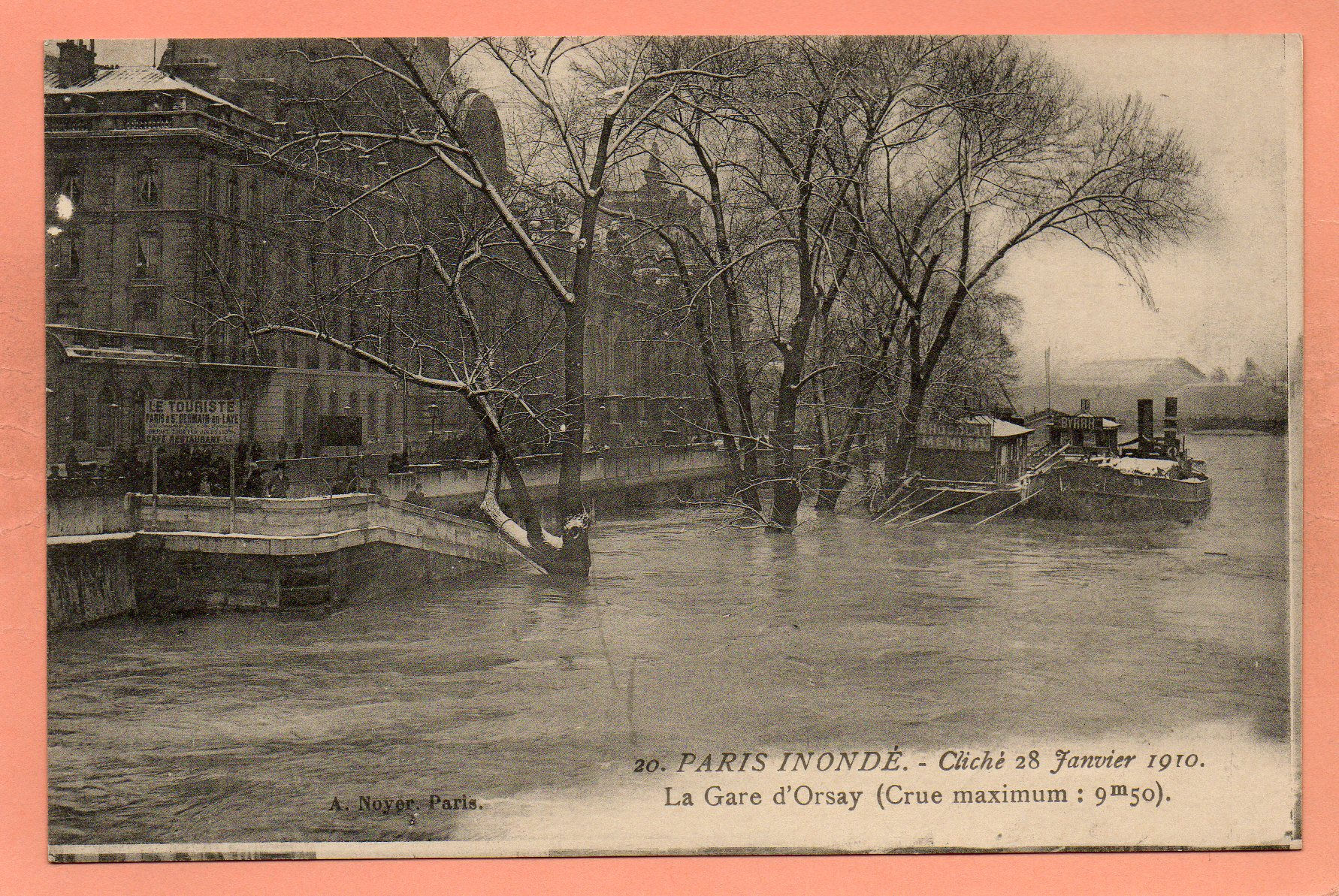 dept 75 - 20 - PARIS - Paris Inondé - Cliché 28 Janvier 1910 - La Gare d'Orsay -