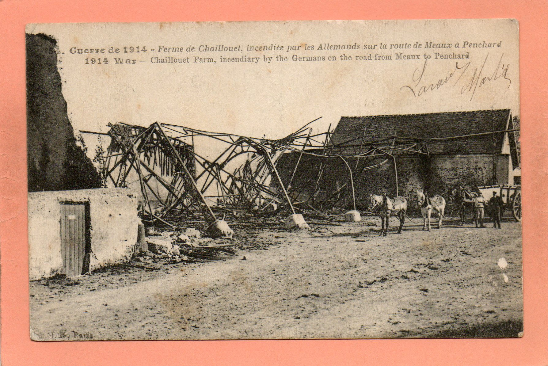 dept 77 - 254 - PENCHARD - Guerre de 1914 - Ferme de Chaillouet, incendiée par l