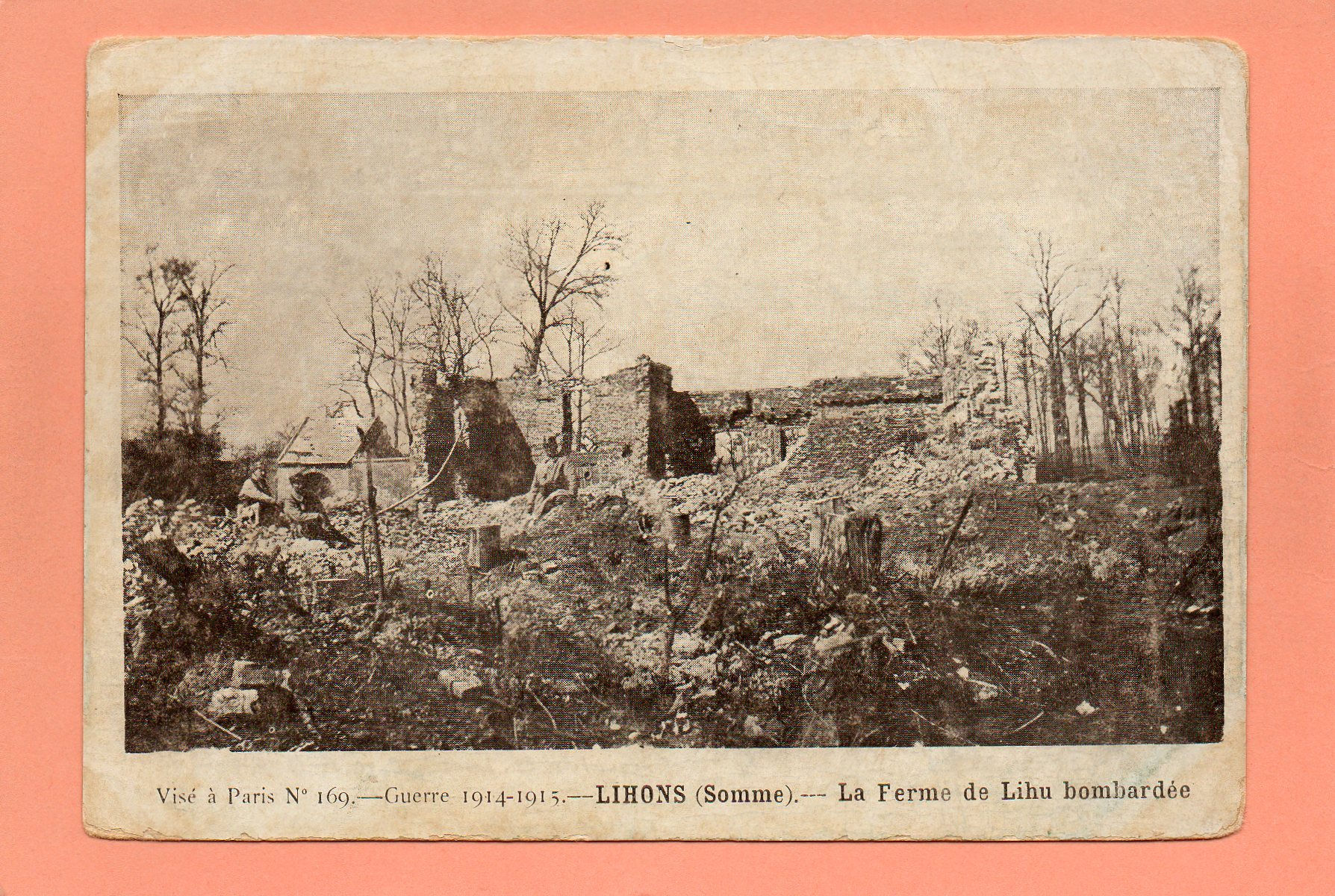 dept 80 - 169 - (1) - LIHONS - Guerre 1914-1915 - La Ferme de Lihu bombardée