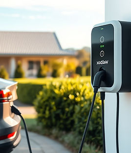 a car being charged with a wallbox ev charger on a wall. make it appealing to australians.