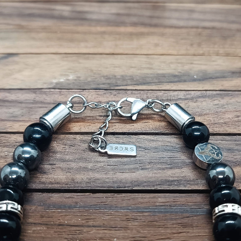 Miniature : Bracelet Skull Hématite et Onyx 8mm