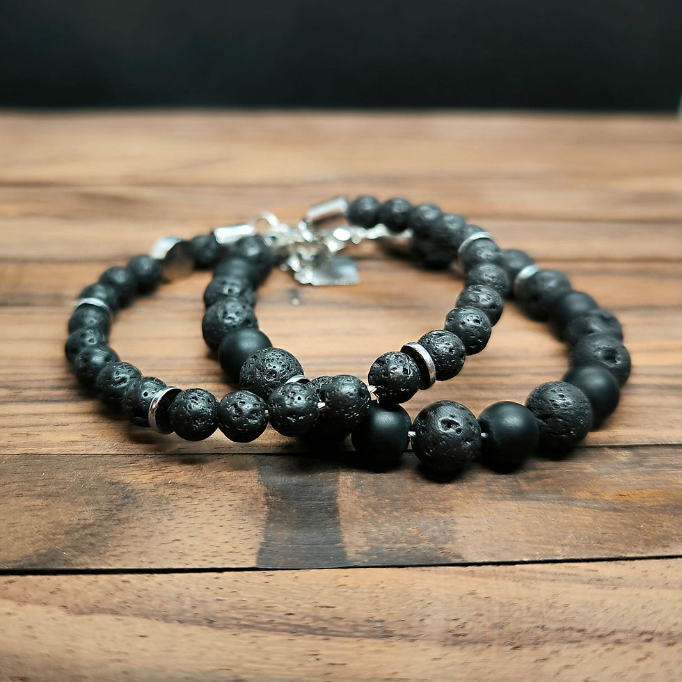 Miniature : Duo Bracelets Pierre de lave et Onyx mat