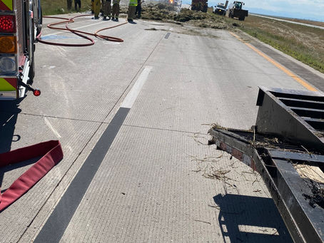 Tragic Hay and Trailer Fire on I-70