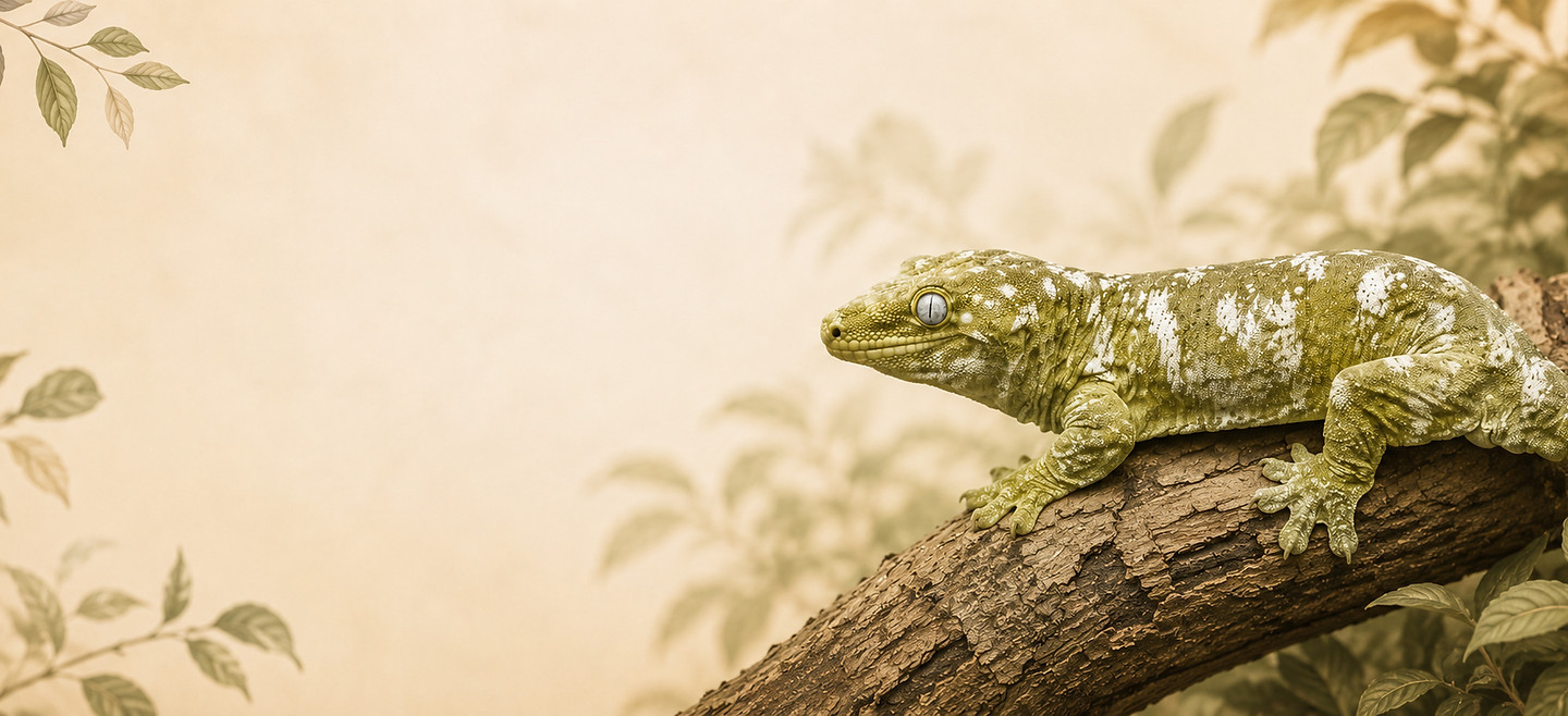 Illustration gecko géant, Rhacodactylus leachianus