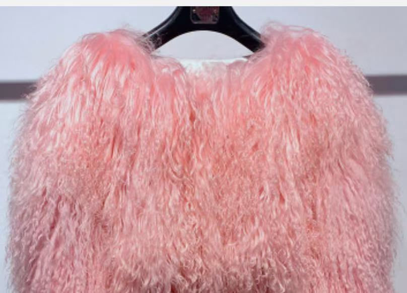Miniatura: Mongolian Fur Coat Fur Jacket Women's Elegant Fluffy Solid Color Thickened