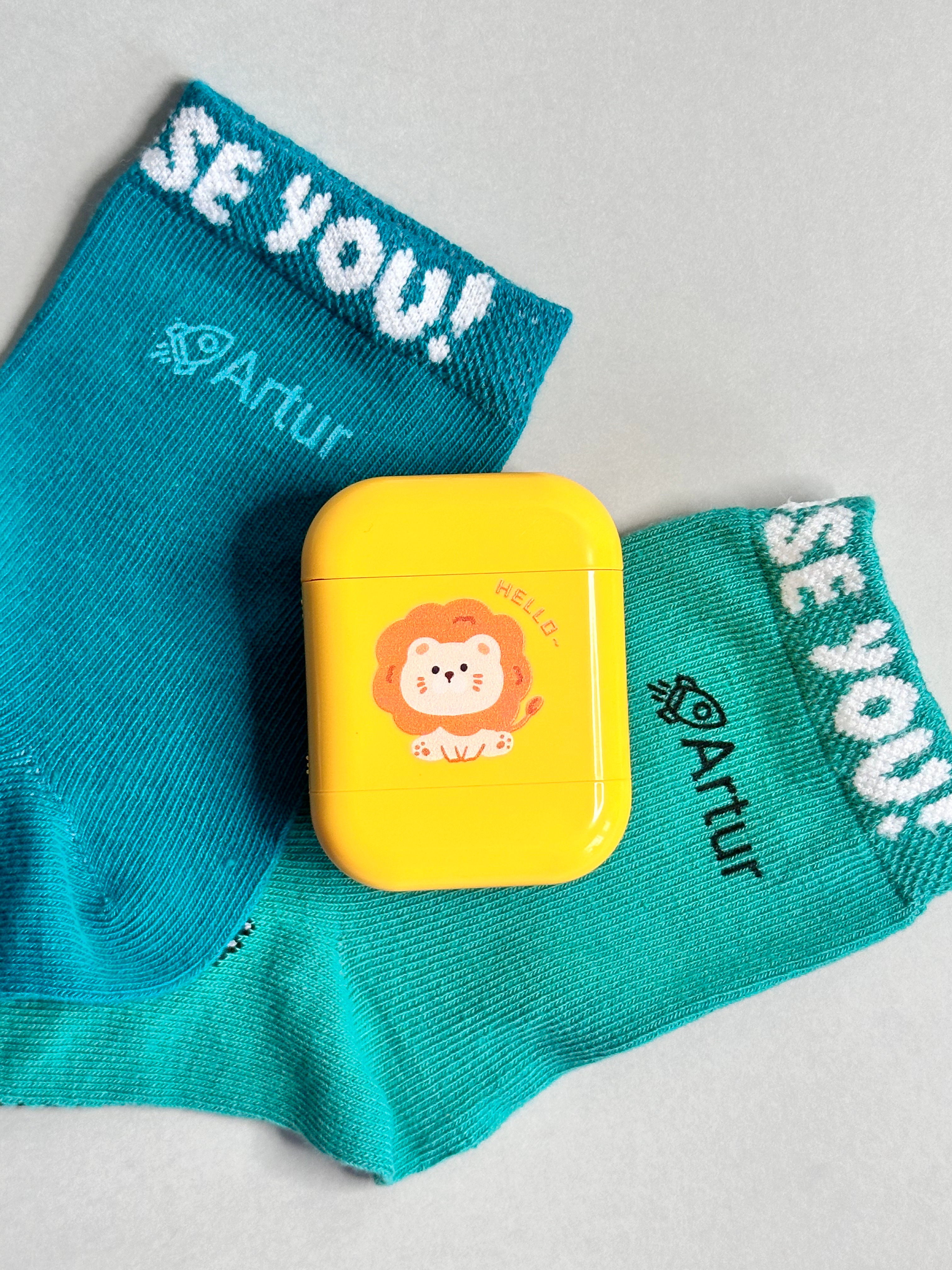 Black-white personalized stamp - yellow lion