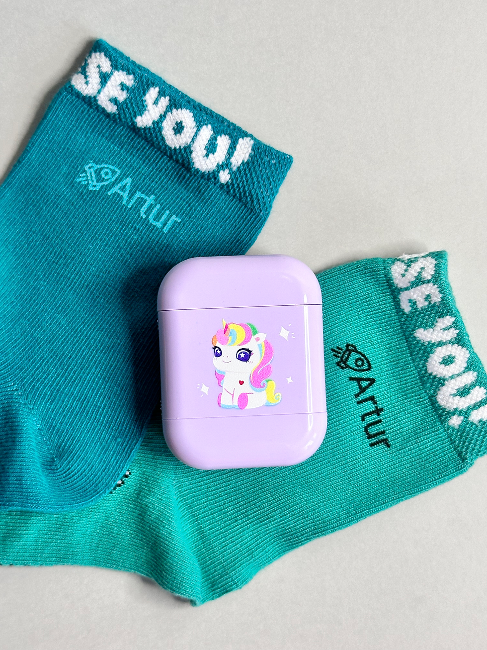 Black-white personalized stamp - purple unicorn