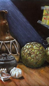 Clay Jug, Artichokes and Garlic