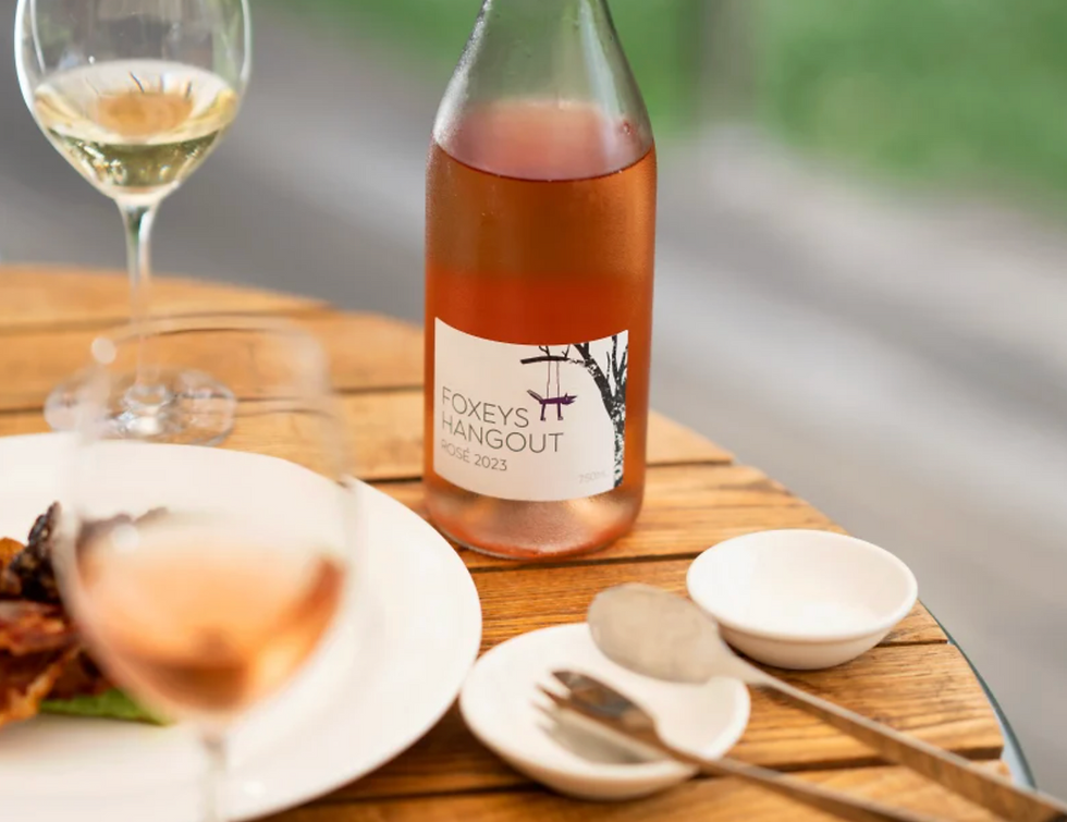 A bottle of Rosé wine on a table