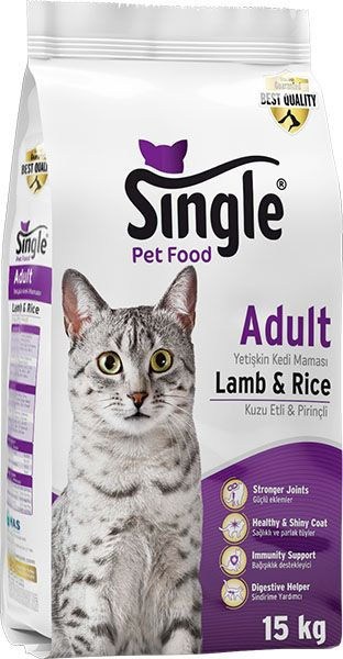 Single Yetişkin Kuzulu Kedi Maması 15kg