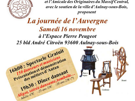 A venir : Sam 16 Nov  Journée de l'Auvergne à Aulnay-sous-Bois