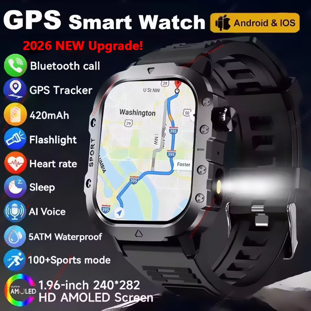 New Military Outdoor Smart Watch with GPS & Health Tracking