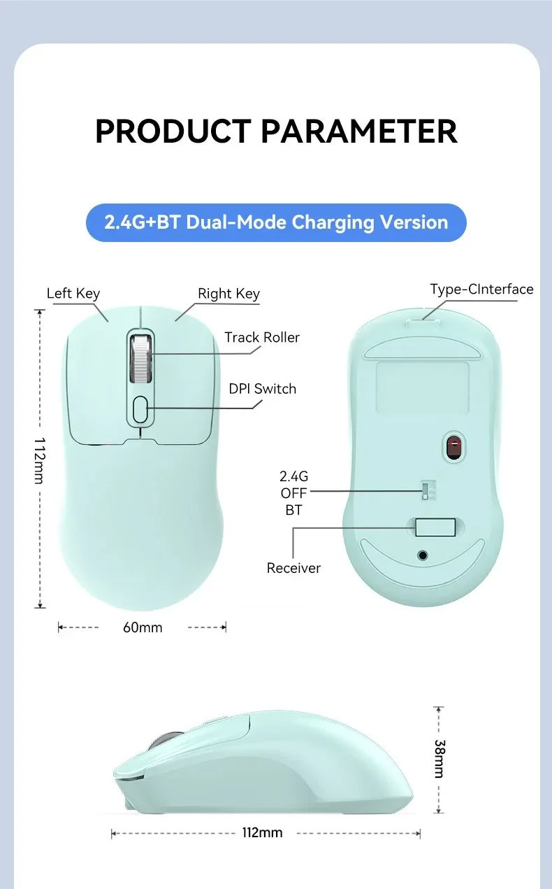 Miniatura: 2.4G Wireless Bluetooth 5.4 Ergonomic Gaming Mouse