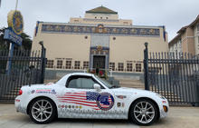 The DVEN Mazda Miata at American Legion Post 43 headquarters in Hollywood, CA