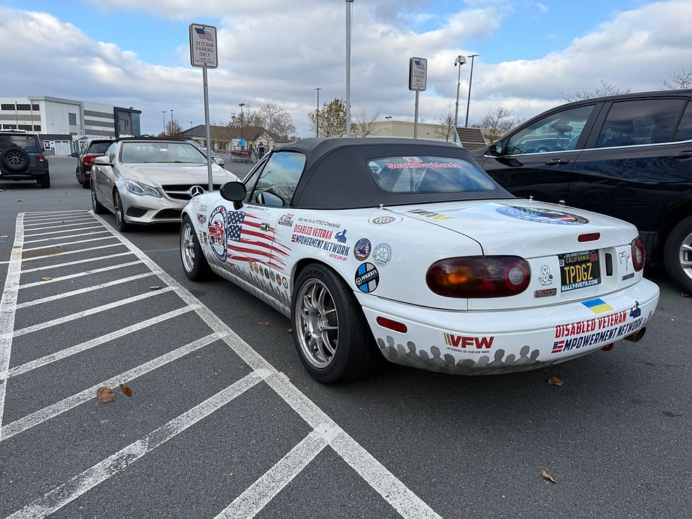 Picture of the Rally4Vets 1997 Mazda Miata with Rally4Vets livery
