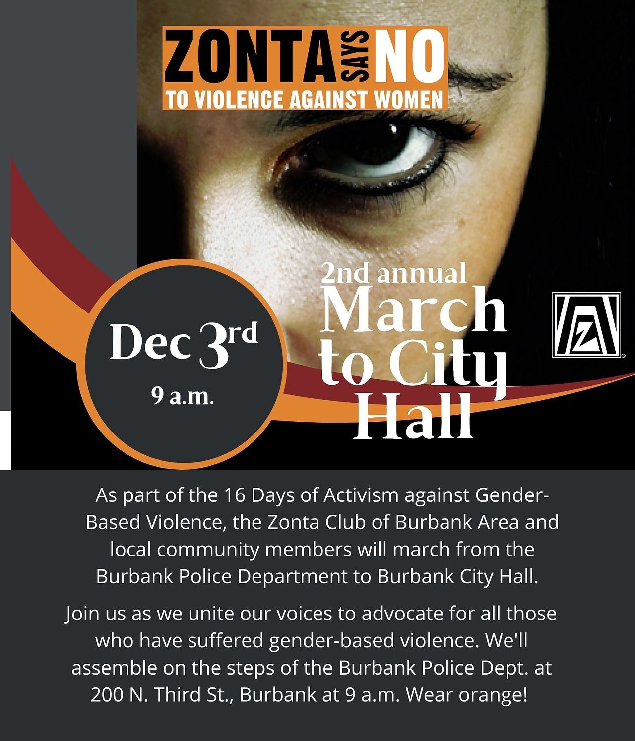 Flyer about the 2022 March to End Gender-Based Violence