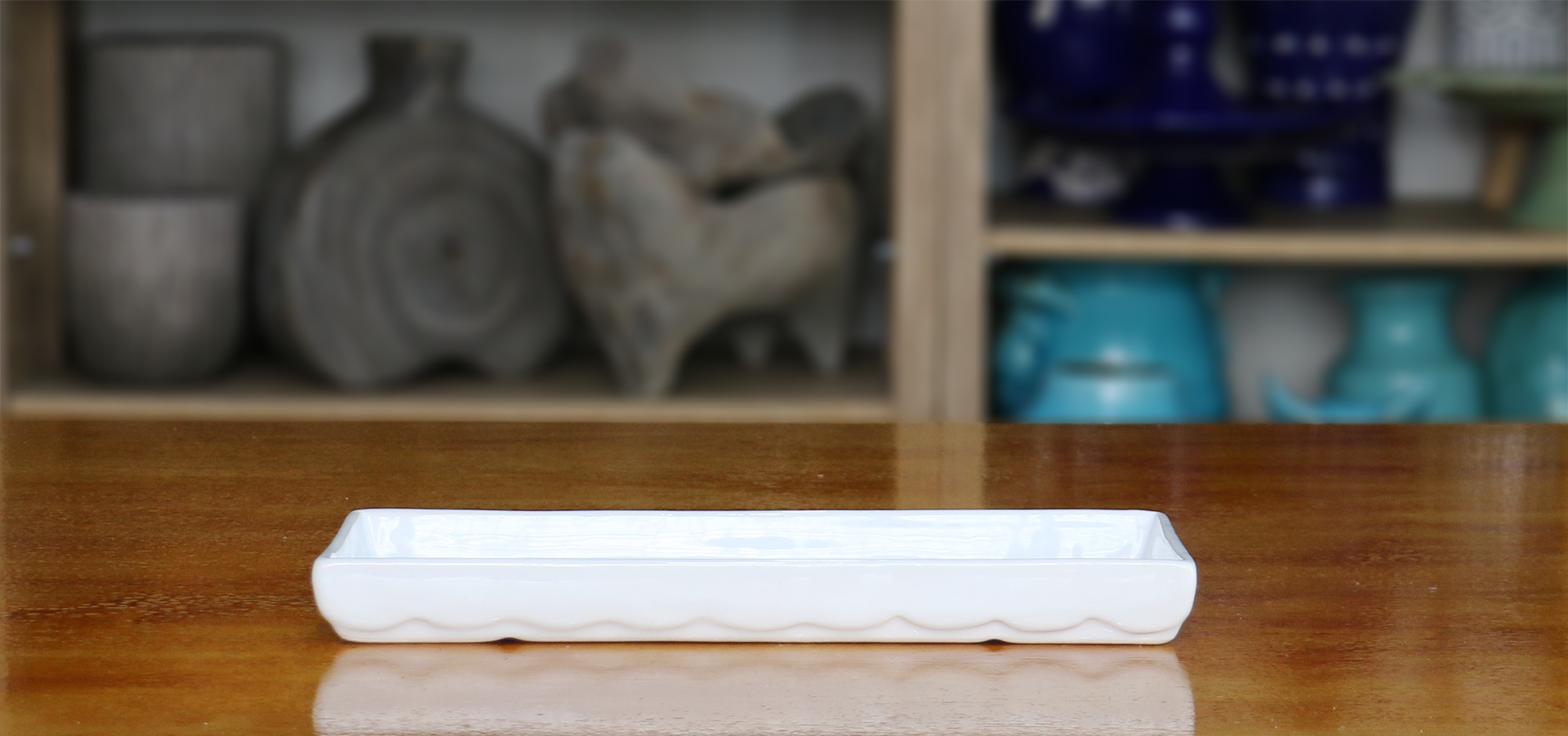 Bandeja branca retangular