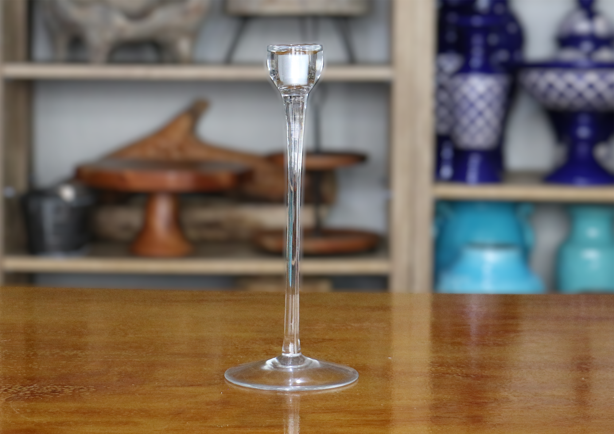 Castiçal vidro com prata M