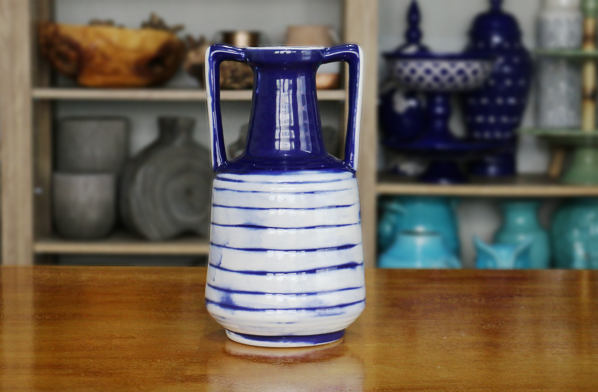 Vaso moringa azul e branco