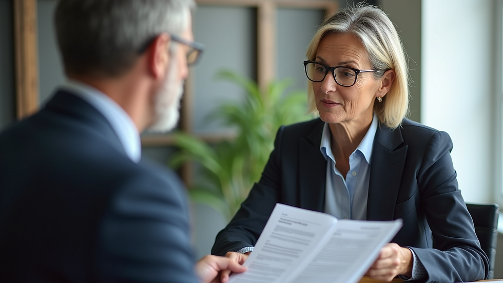 Close-up view of a financial advisor discussing retirement plans with a client