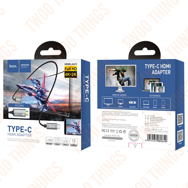 Thumbnail: Hoco. Type-C to HDMI Cable 4K UA13 Aluminum Alloy Shell