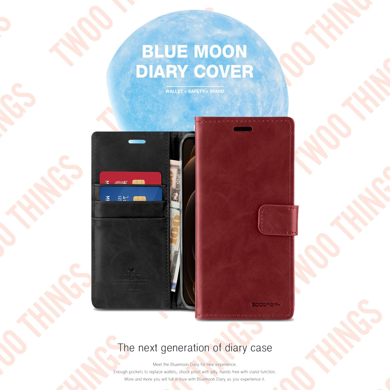 GOOSPERY Mercury iPhone Blue moon Diary Flip Wallet Case