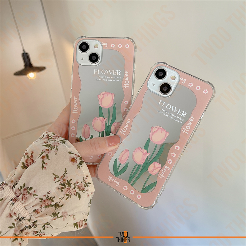 Thumbnail: Tulips on Pink Frame Mirror Style Case