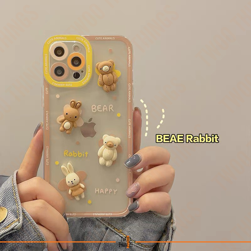 Thumbnail: 3D Teddy Bears and Bunnies on Transparent Rubber Case