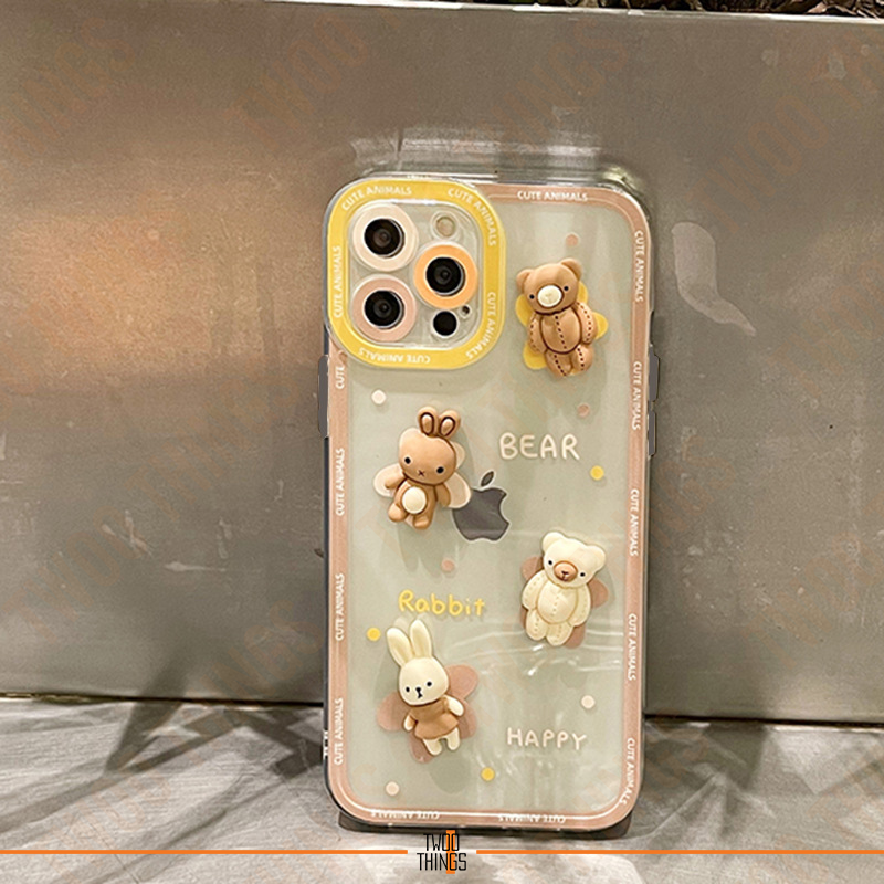 Thumbnail: 3D Teddy Bears and Bunnies on Transparent Rubber Case