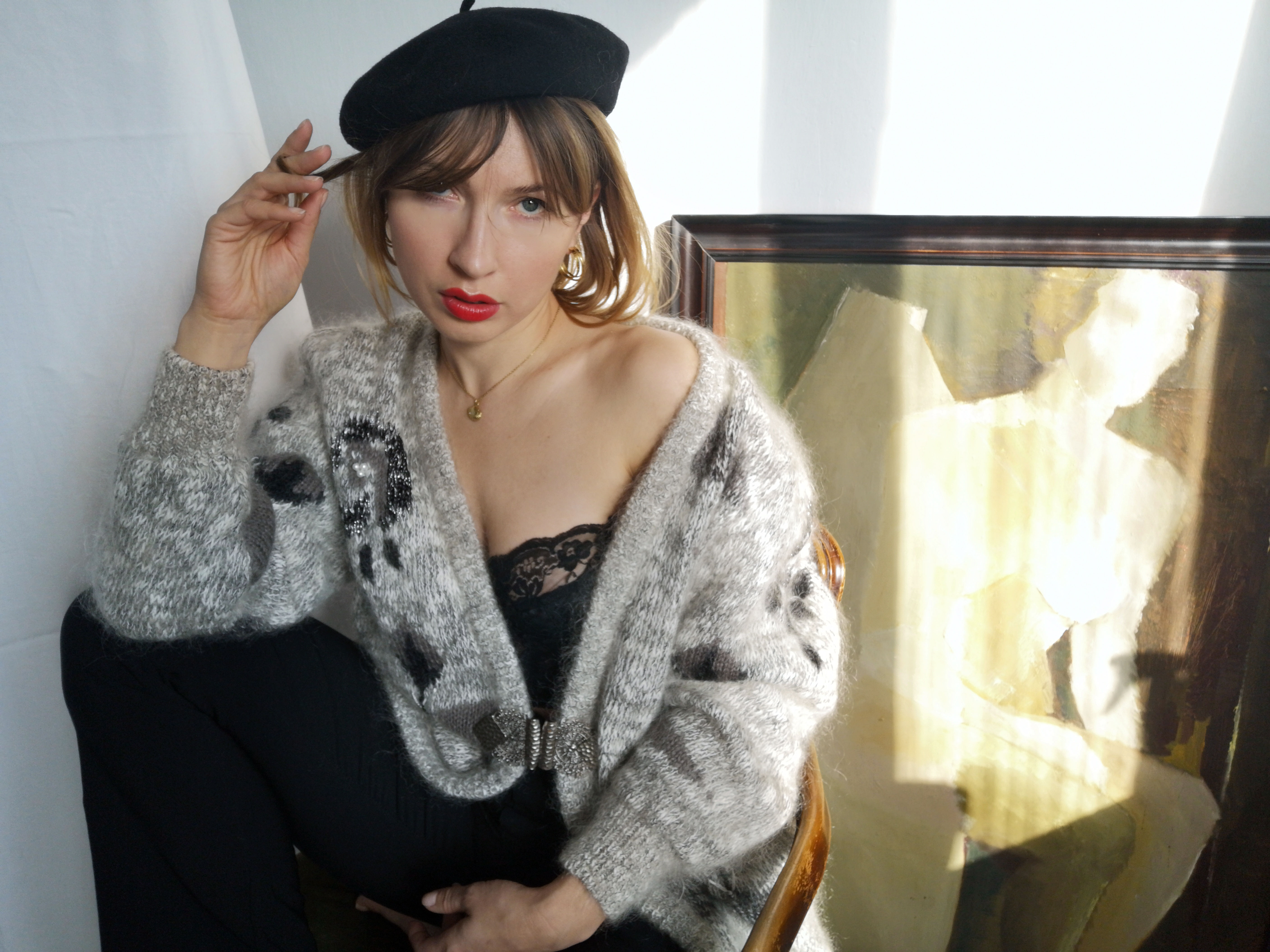 Moherowy kardigan S/M