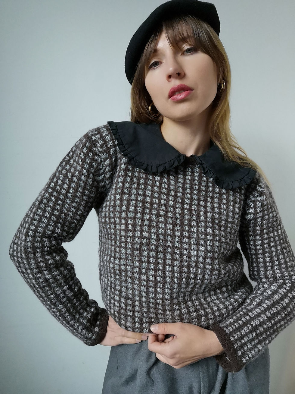 Miniatura: sweter vintage 100% wełna hand made