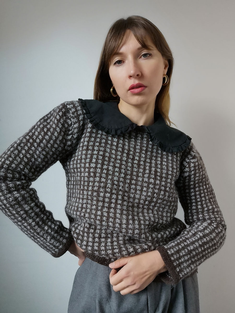 sweter vintage 100% wełna hand made