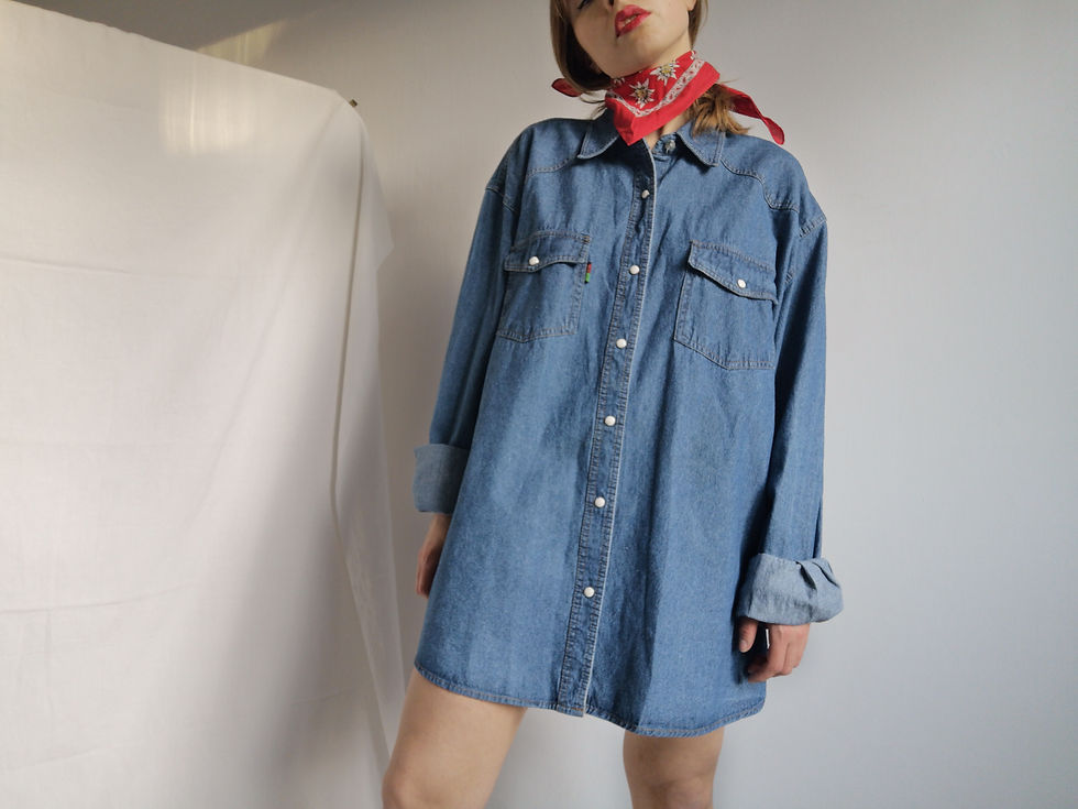 Miniatura: Jeansowa koszula unisex